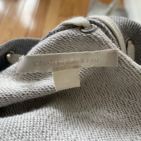 Jonathan Simkhai Loopback Whipstitch Lace Up Gray Cropped Cotton Sweatshirt Sz M - Picture 7 of 10